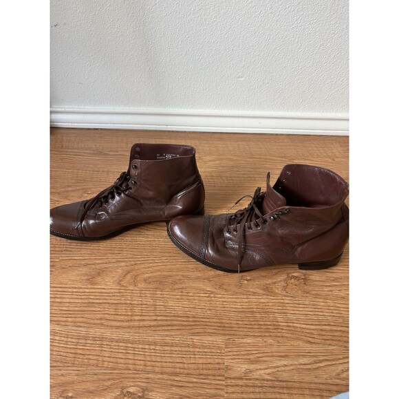 Stacy Adams Vintage Men\'s Ankle Shoes Boots Brown Leather Cap Toe Size 8 main image 9